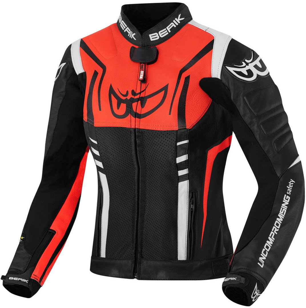 Berik Striper Ladies Motorcycle Leather Jacket black/white/red 48 Figure 1