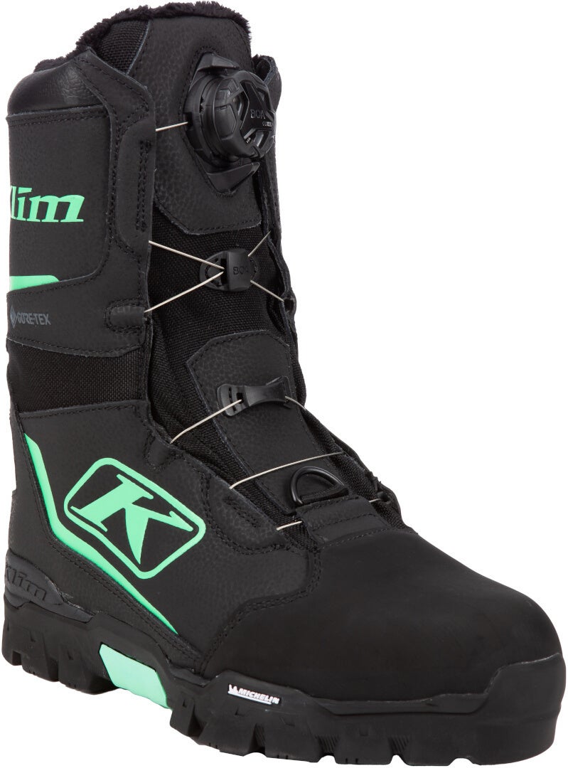 Klim Aurora GTX BOA 2023 Bottes de motoneige pour dames noir/vert 11 Figure 1