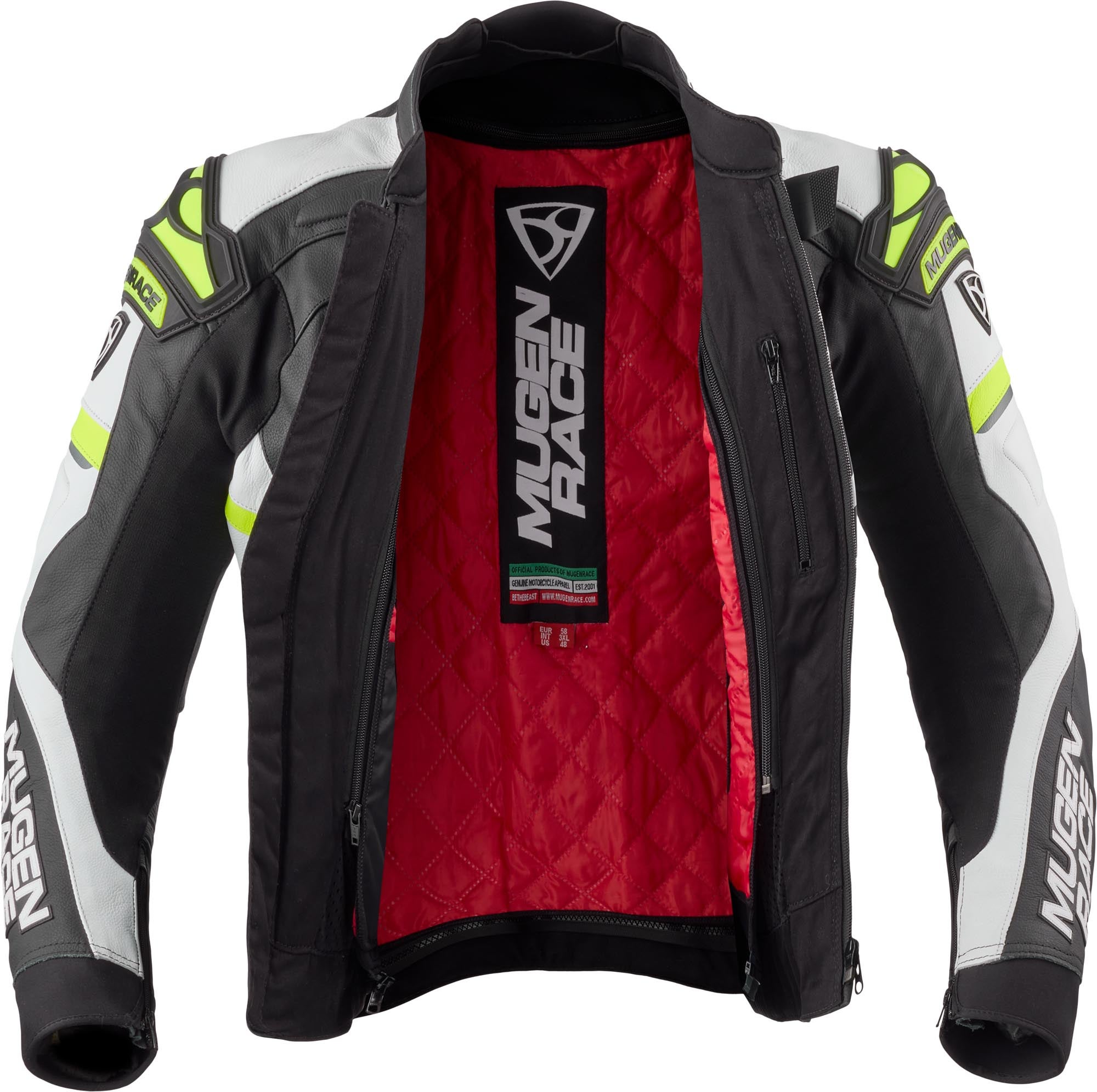 MUGENRACE Marcus Motorcykel læderjakke sort/hvid/neongul 62 Figur 4
