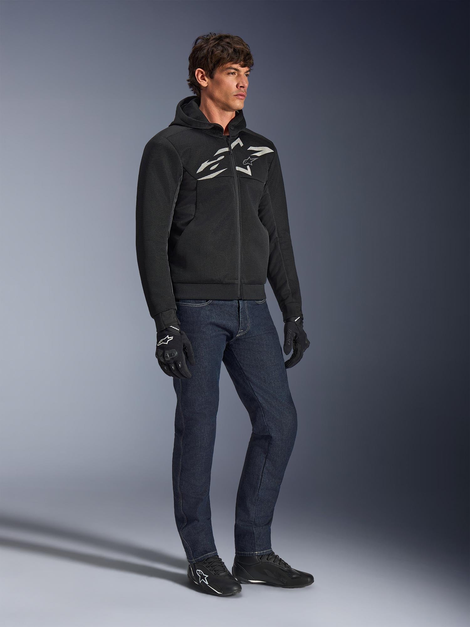 Side view of Alpinestars Chrome Superairflow Motorcycle Zip Hoodie