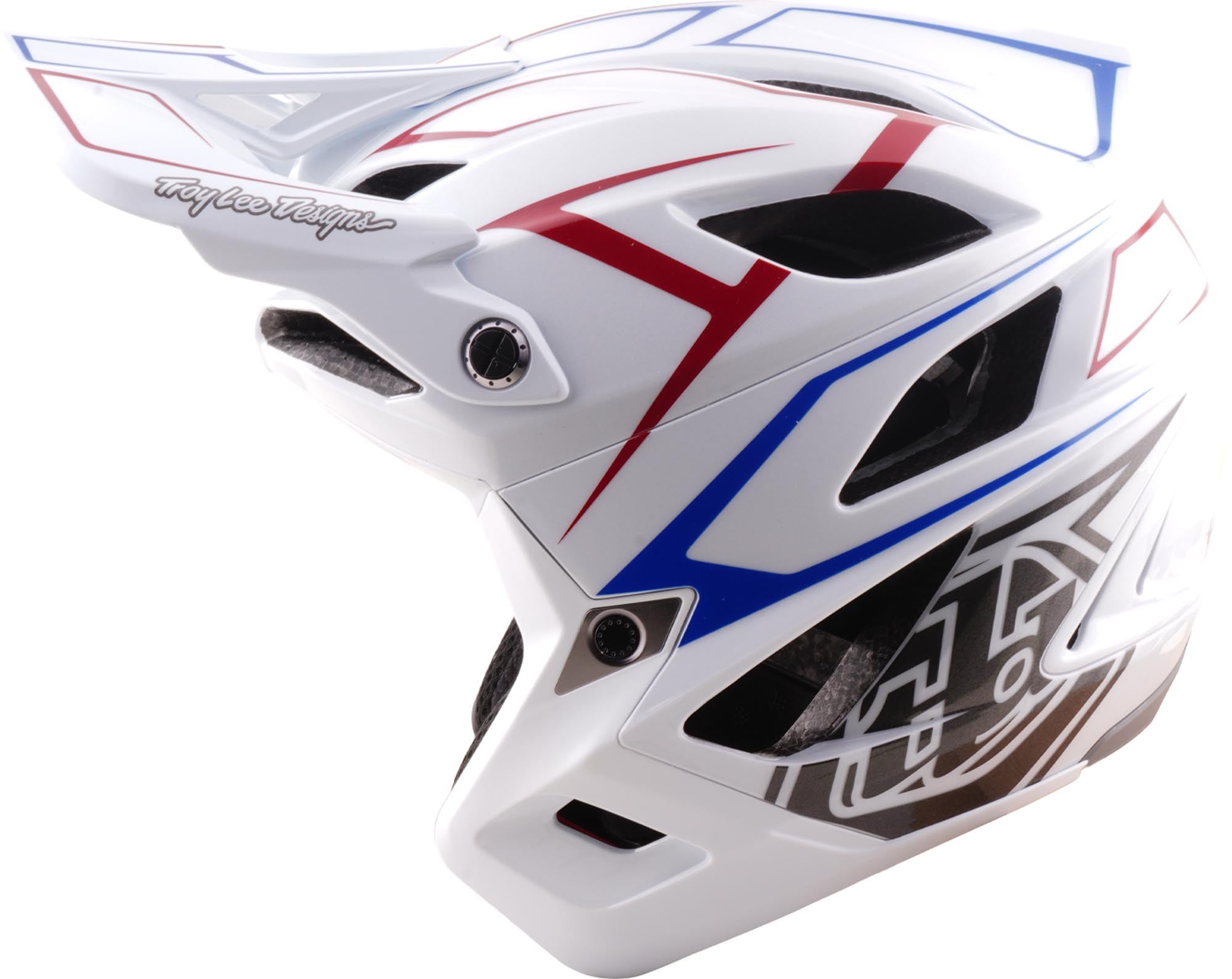 Side view of Troy Lee Designs Stage Stunt MIPS Pinstripe Bicycle Helmet