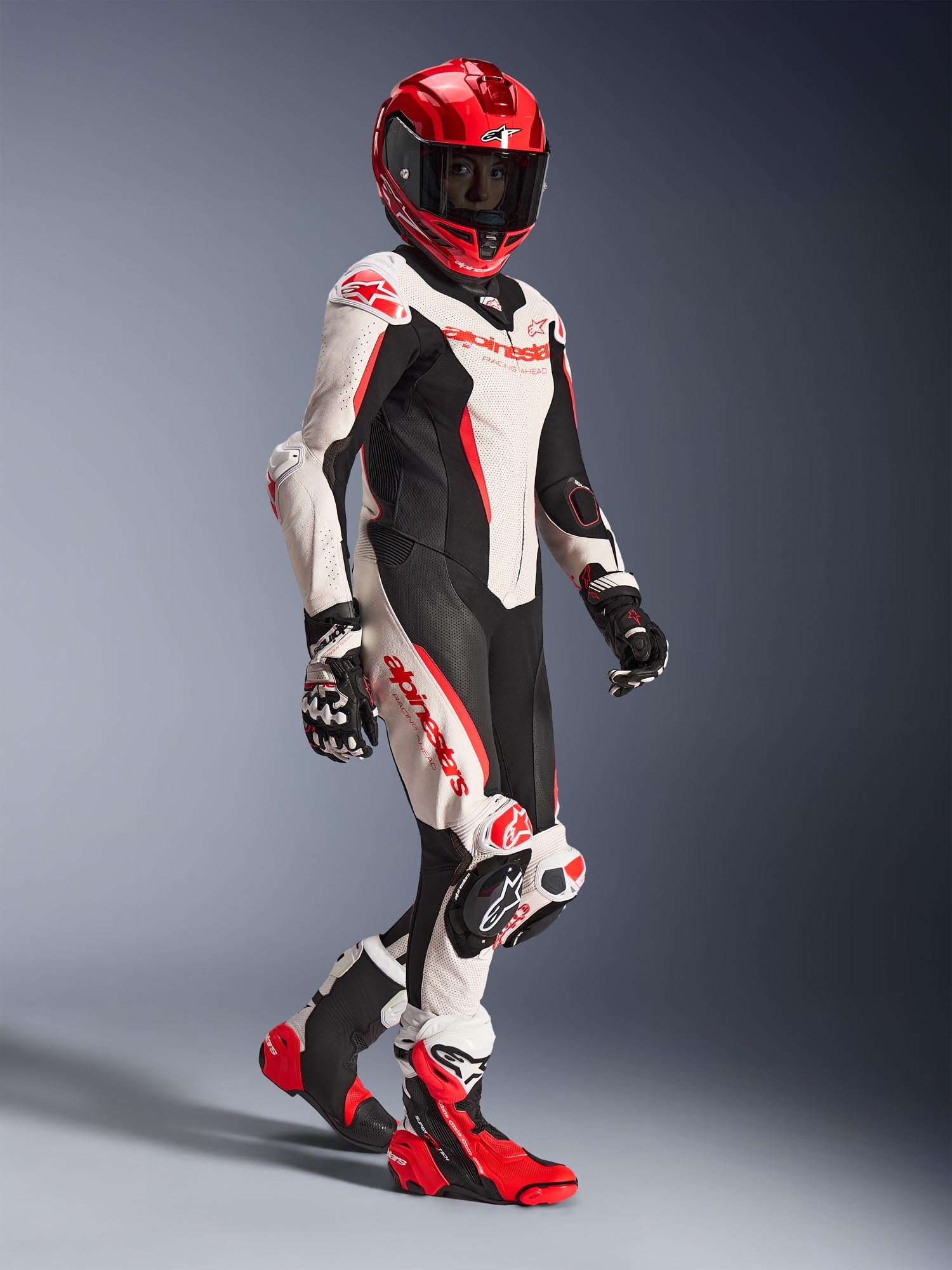 Alpinestars Stella GP-R7 Dames 1-delig motorfiets leren pak wit/zwart/rood 38 Figuur 12