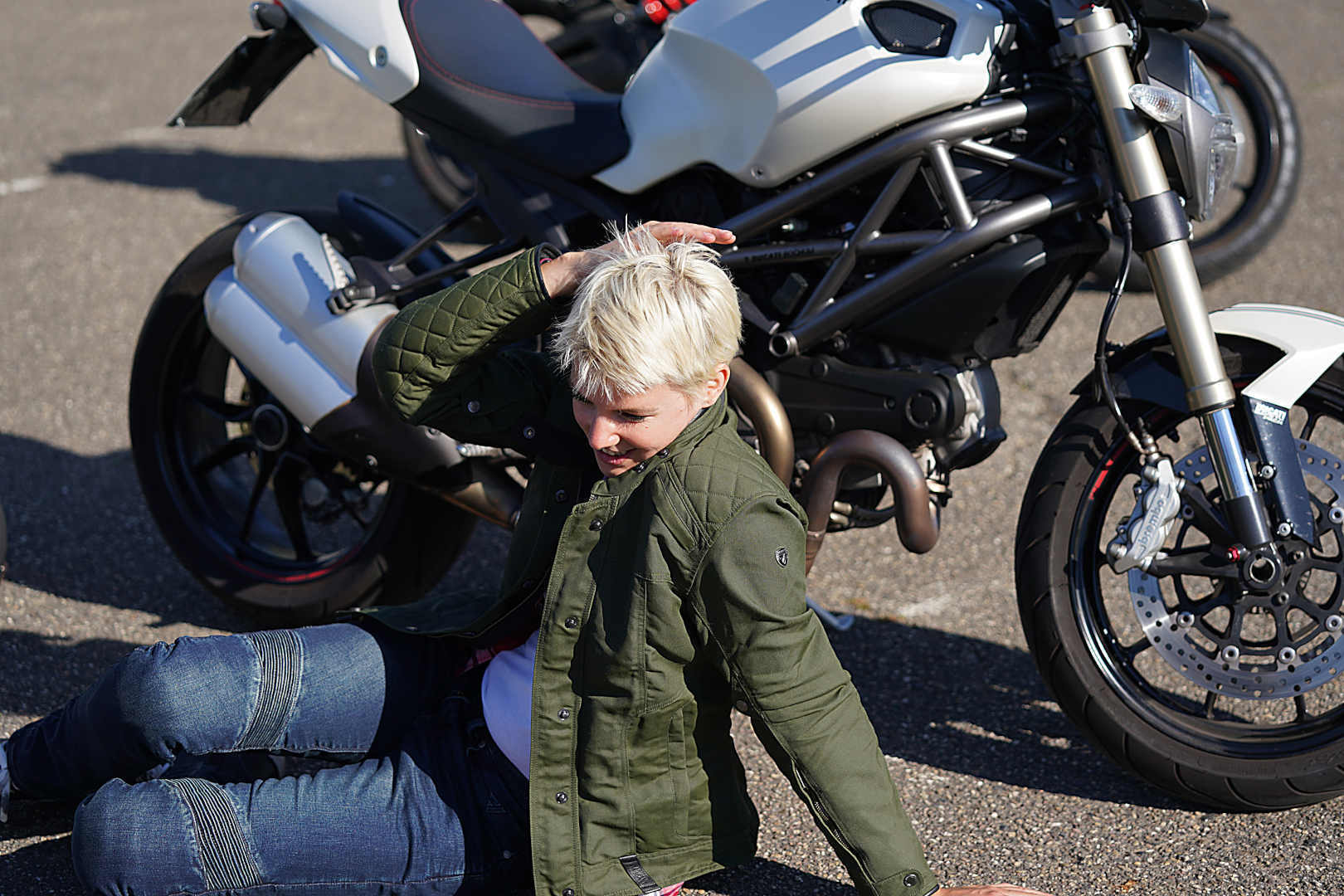 Modeka Thiago Dames Motorfiets Textiel Jas Olive 44 Figuur 3