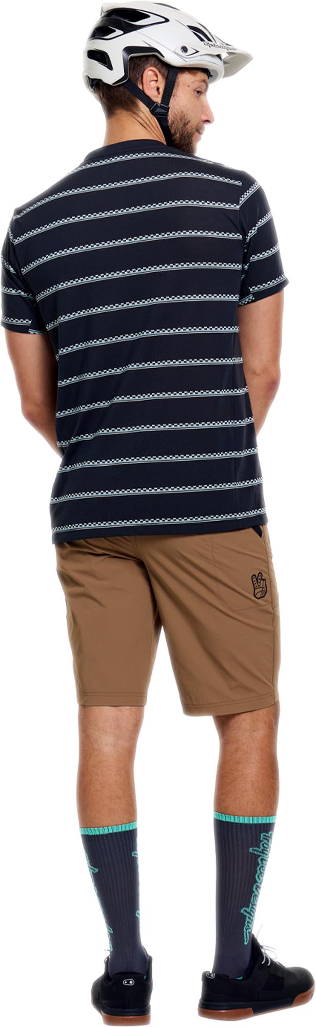 Side view of Troy Lee Designs Skyline Ride Checked Out Short Sleeve Bicycle Jersey