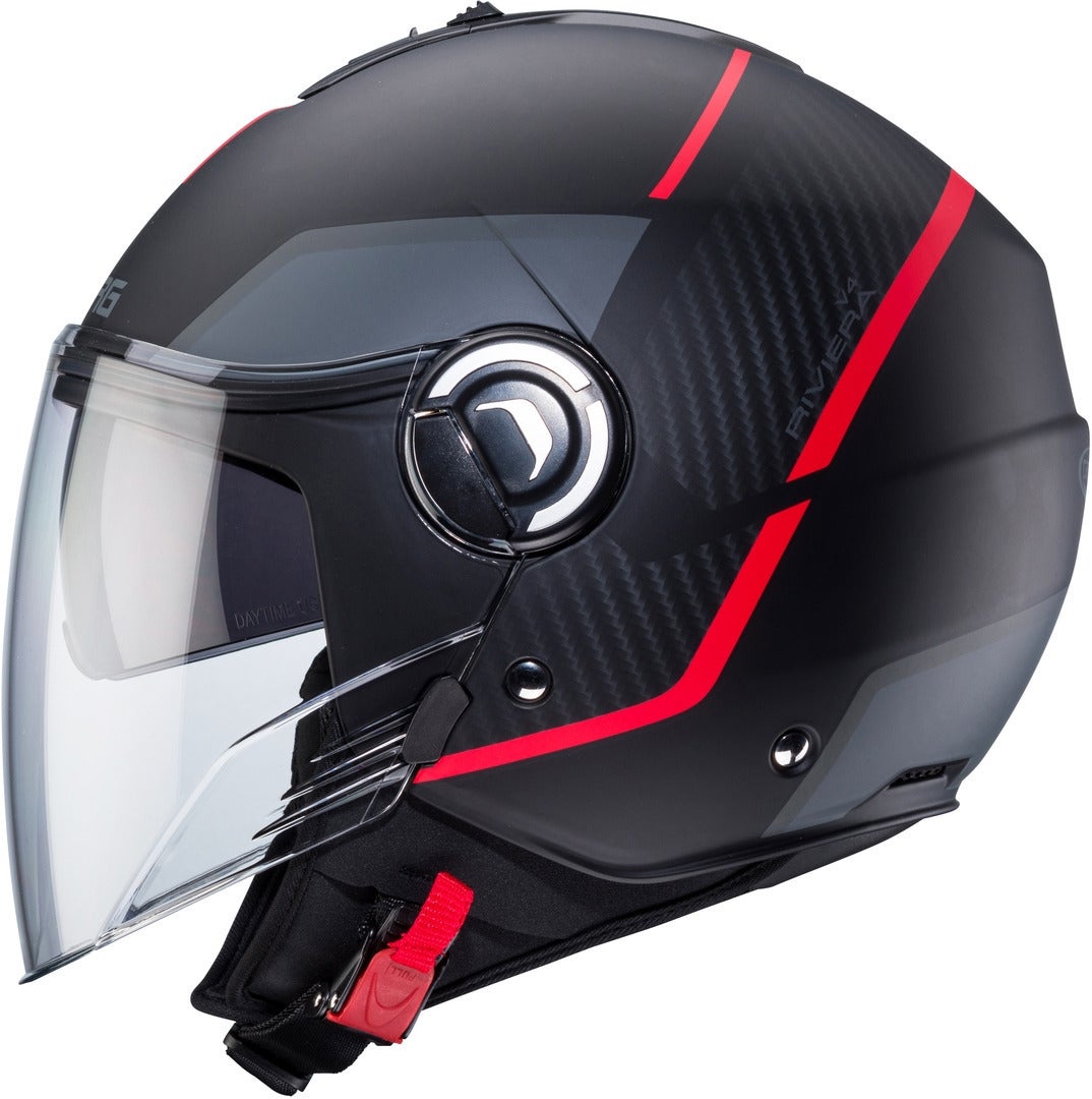 Caberg Riviera V4 X Geo Jet hjelm sort mat/rød M (57/58) Figur 3