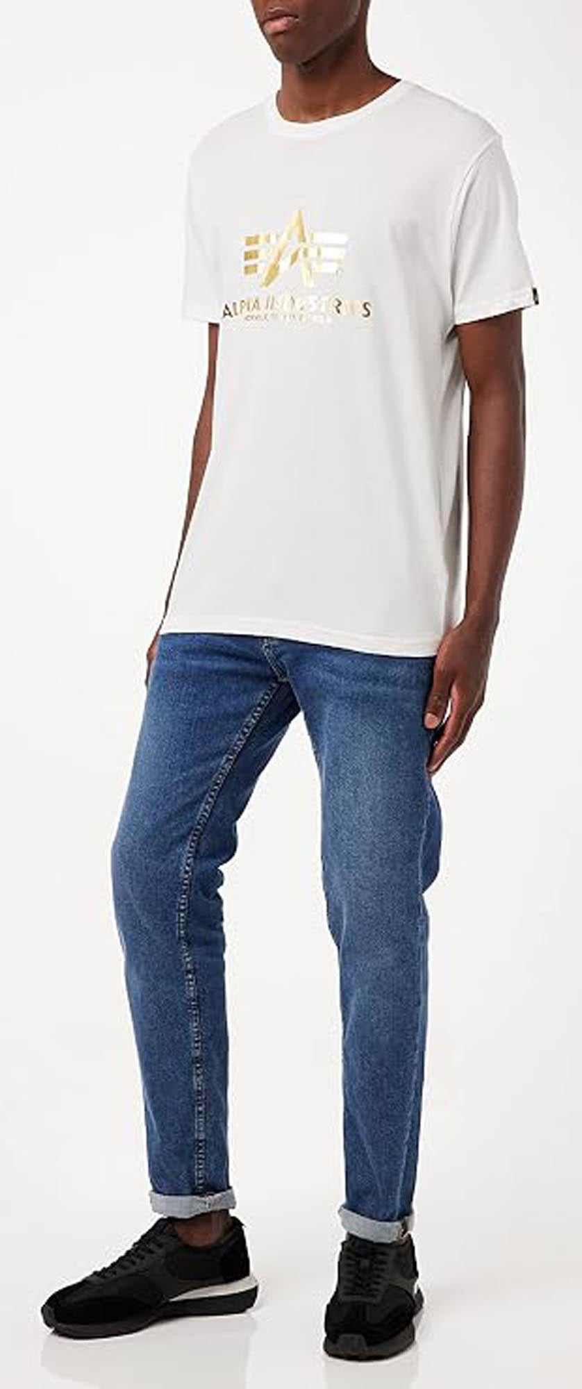 Alpha Industries Basic Foil Print Tricou alb/galben L Figura 2
