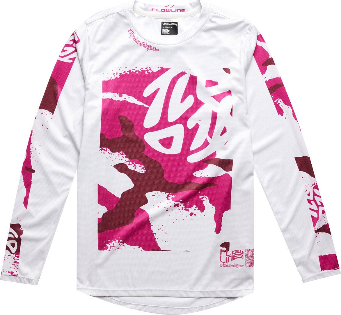 Troy Lee Designs Flowline Confined Kids Bicycle Jersey white/hotpink L Figure 1