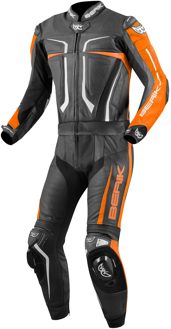 Berik Flumatic Evo Two Piece Motorcycle Leather Suit black/white/orange 56 Figure 1