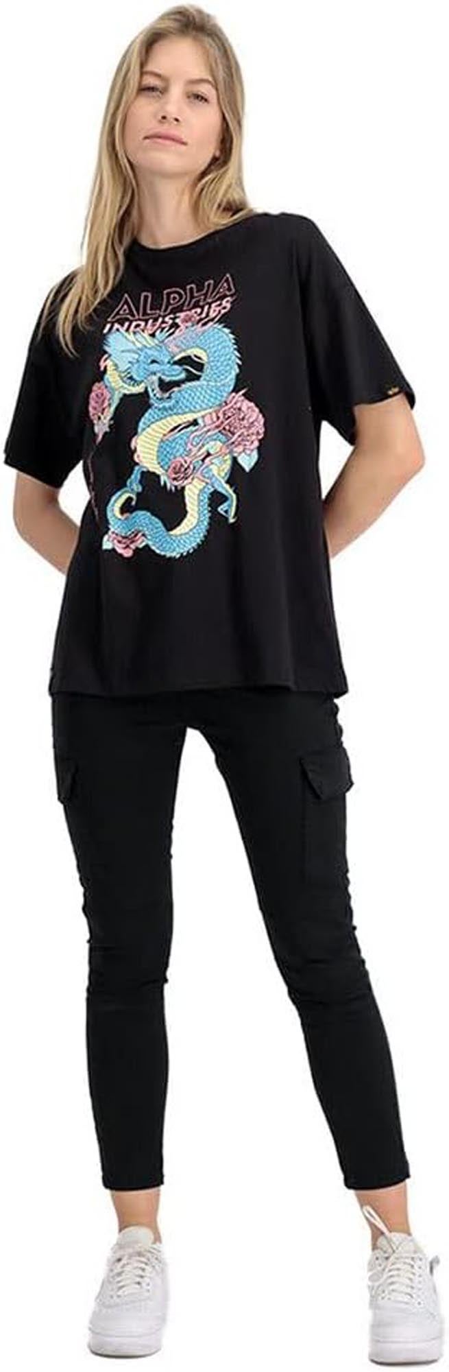 Alpha Industries Heritage Dragon OS レディースTシャツ 黒 M 図3