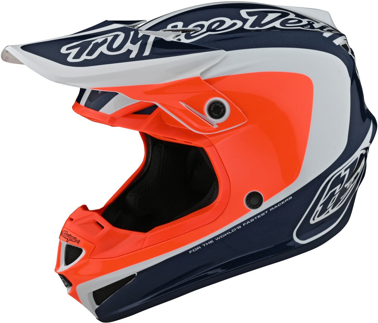 Troy Lee Designs SE4 Corsa Casque de motocross Blanc/Bleu/Orange 2XL Figure 1