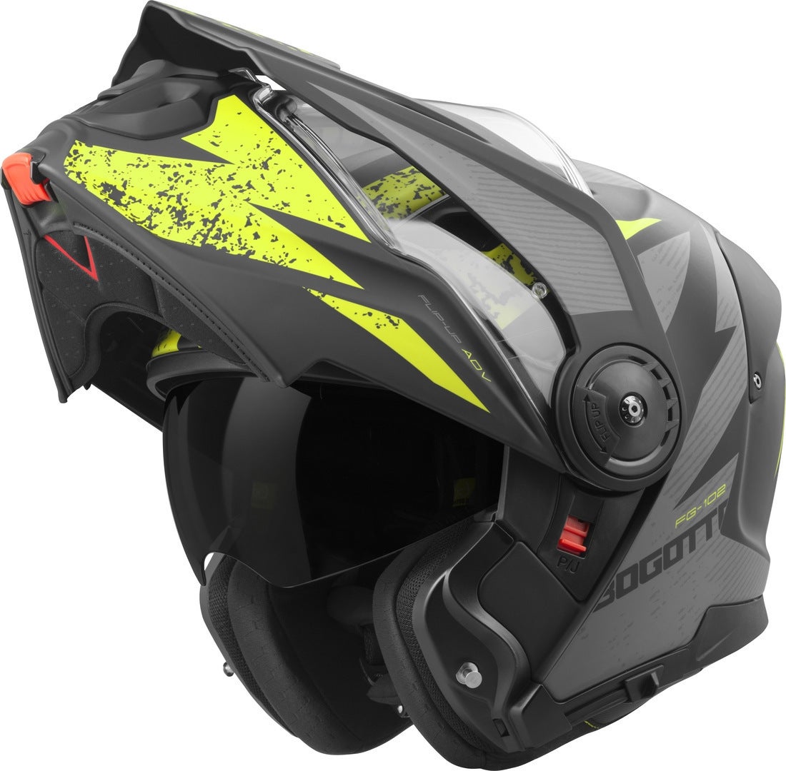 Bogotto FG-102 Safari Casque rabattable en fibre de verre Enduro noir mat/gris/jaune XXXL Figure 2