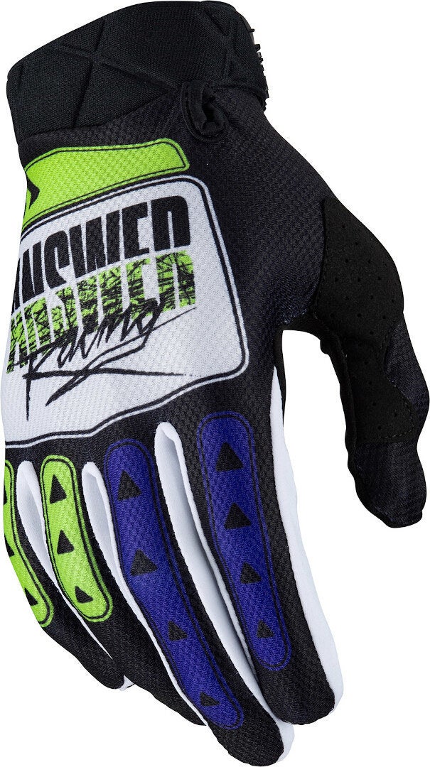 Answer AR3 Pro Glow Gants de Motocross Noir/Blanc/Néon-jaune S Figure 1