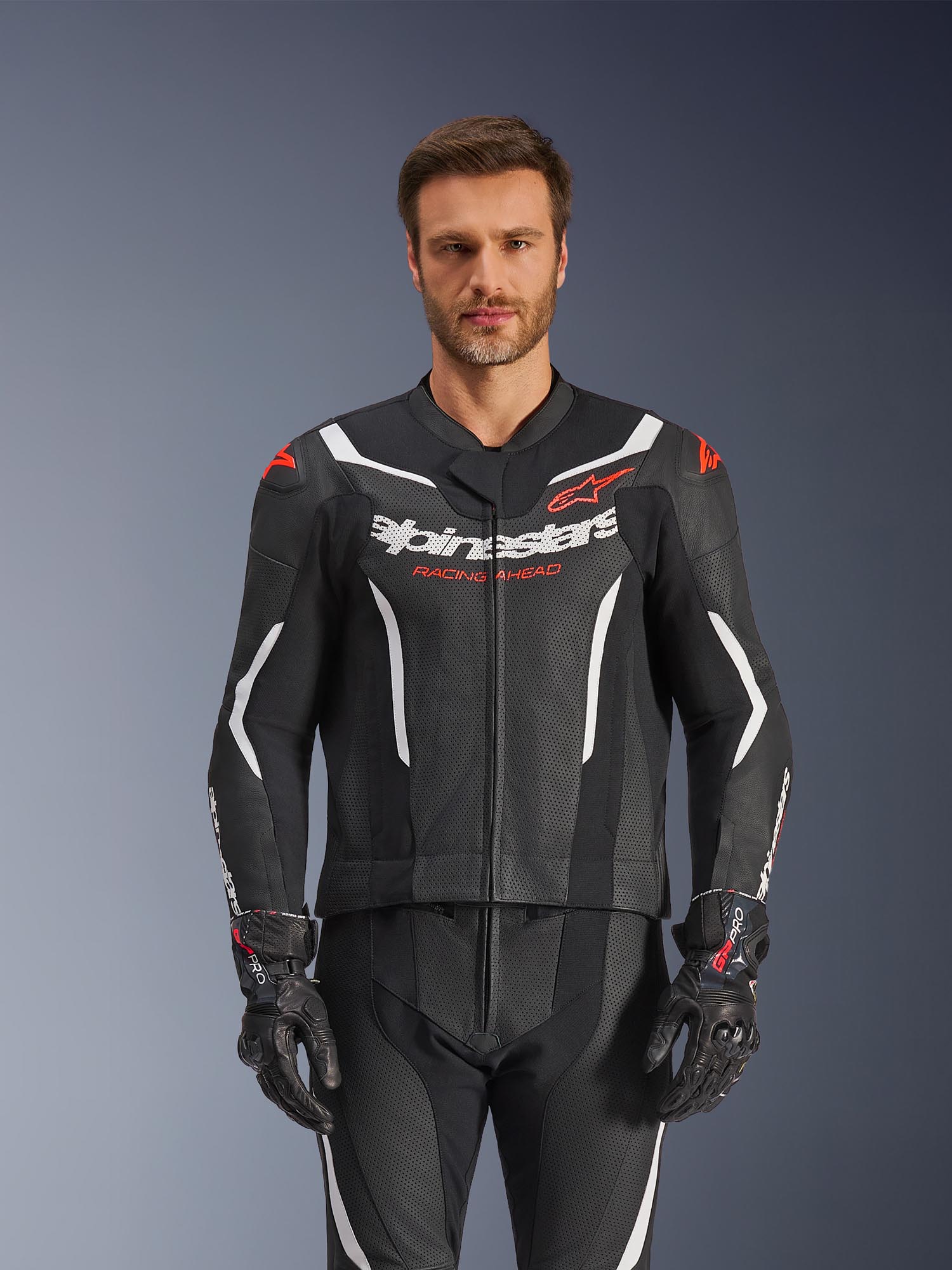 Alpinestars GP Force V2 Two Piece Motorcycle Leather Suit black/white 52 Figure 3