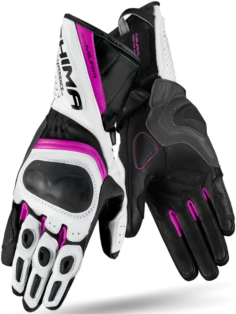 SHIMA Miura Mănuși perforate pentru motociclete pentru doamne Negru/Alb/Roz XS Figura 3