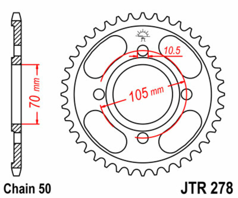 JT-DRIVHJUL Standard stålkrona 278 - 530 Figur 2