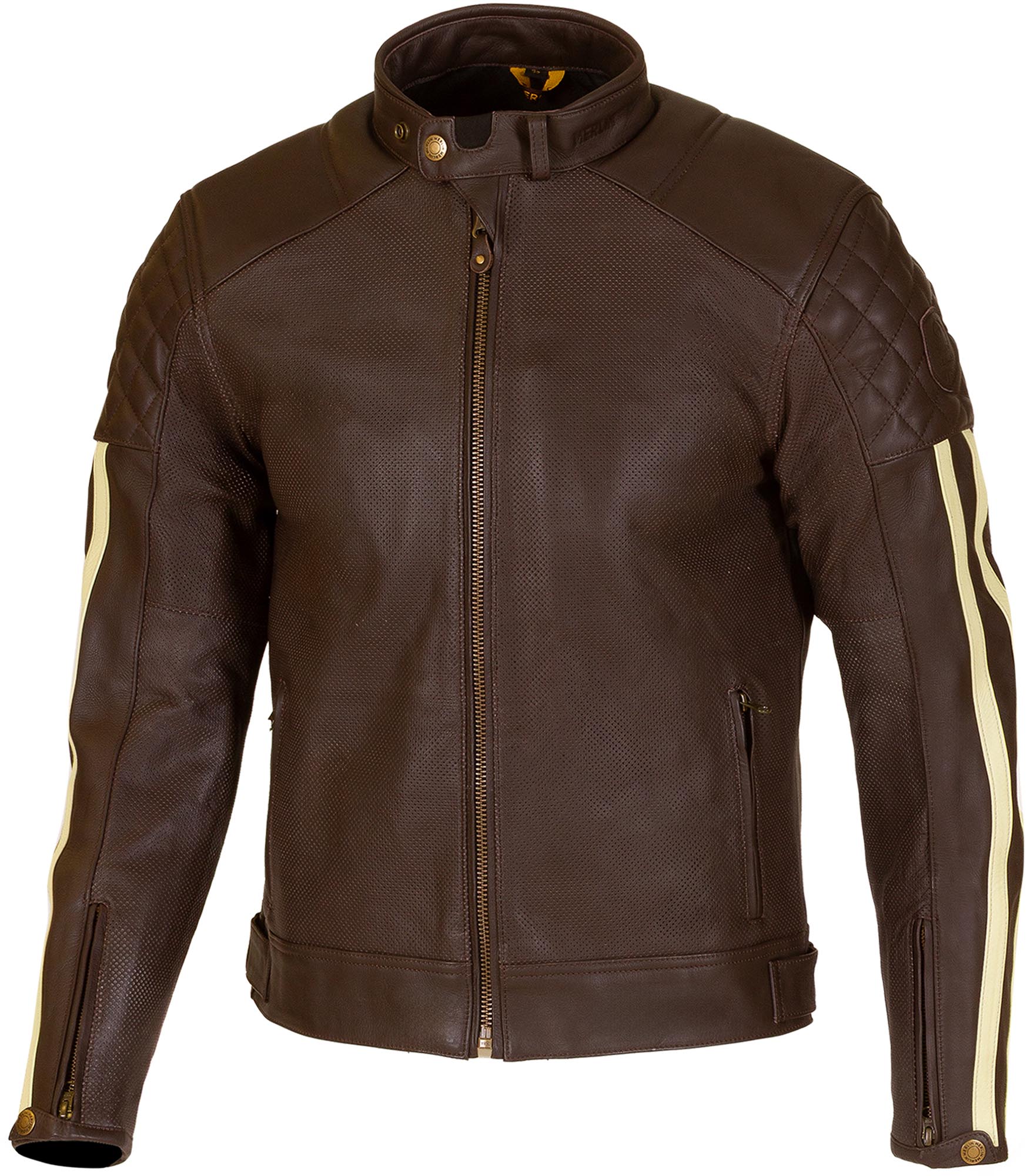 Merlin Icon D3O Veste en cuir de moto perforée Marron 58 Figure 1