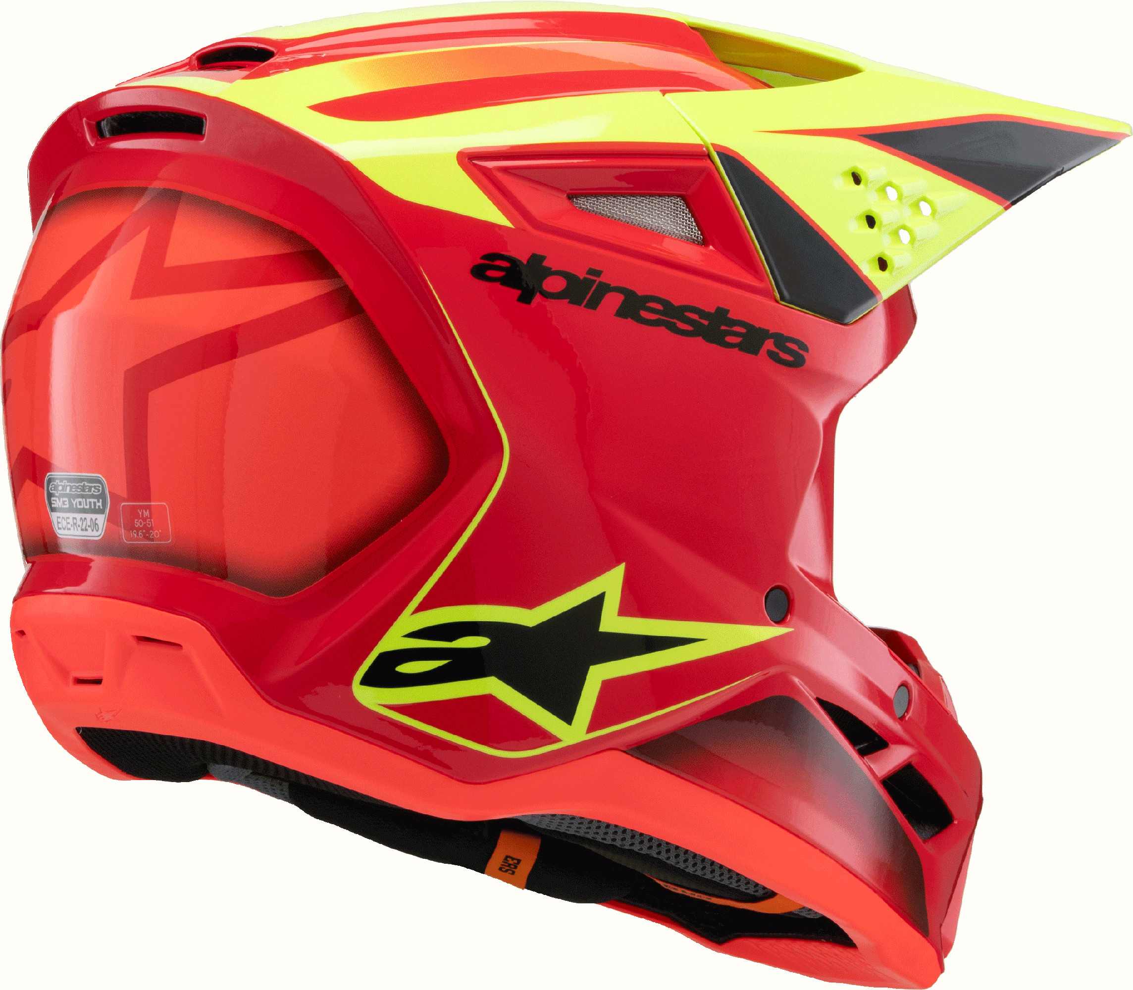 Alpinestars SM3 Fray Cască de motocross pentru tineret Roșu/Galben Y/L (52/53) Figura 7