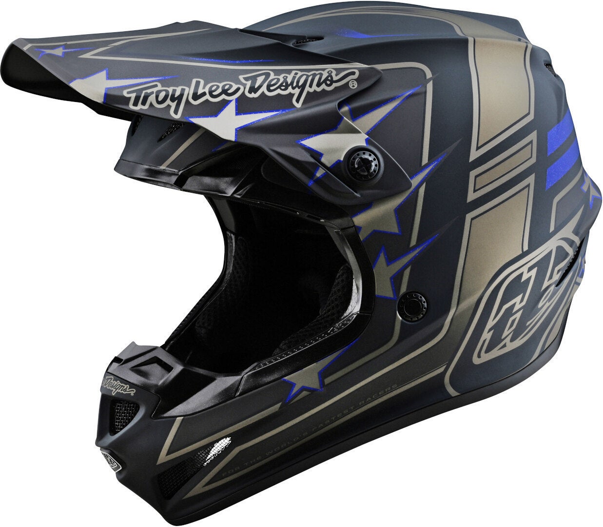 Troy Lee Designs SE4 Polyacrylite Flagstaff MIPS Motocross hjelm Sort/guld M (57/58) Figur 1