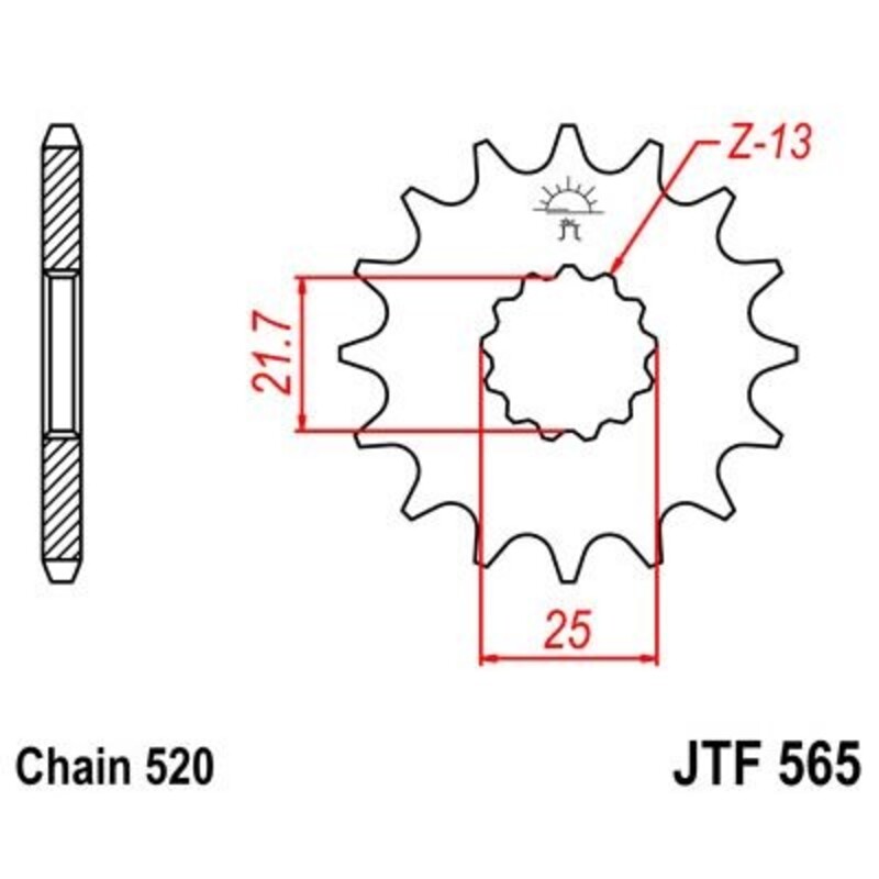 JT-DRIVHJUL Stål ljudfritt framdrev 565 - 520 Figur 1