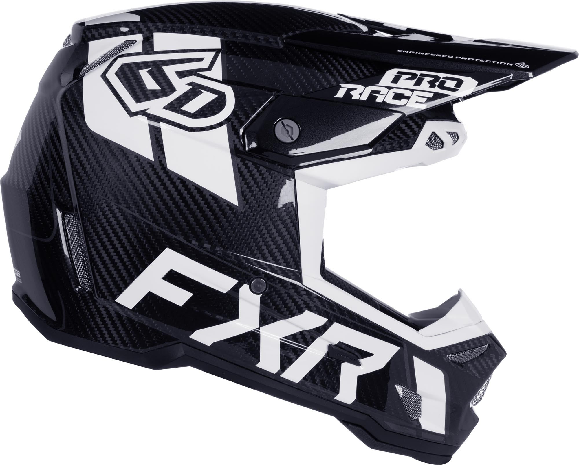 Side view of FXR 6D ATR-3Y Carbon Youth Motocross Helmet