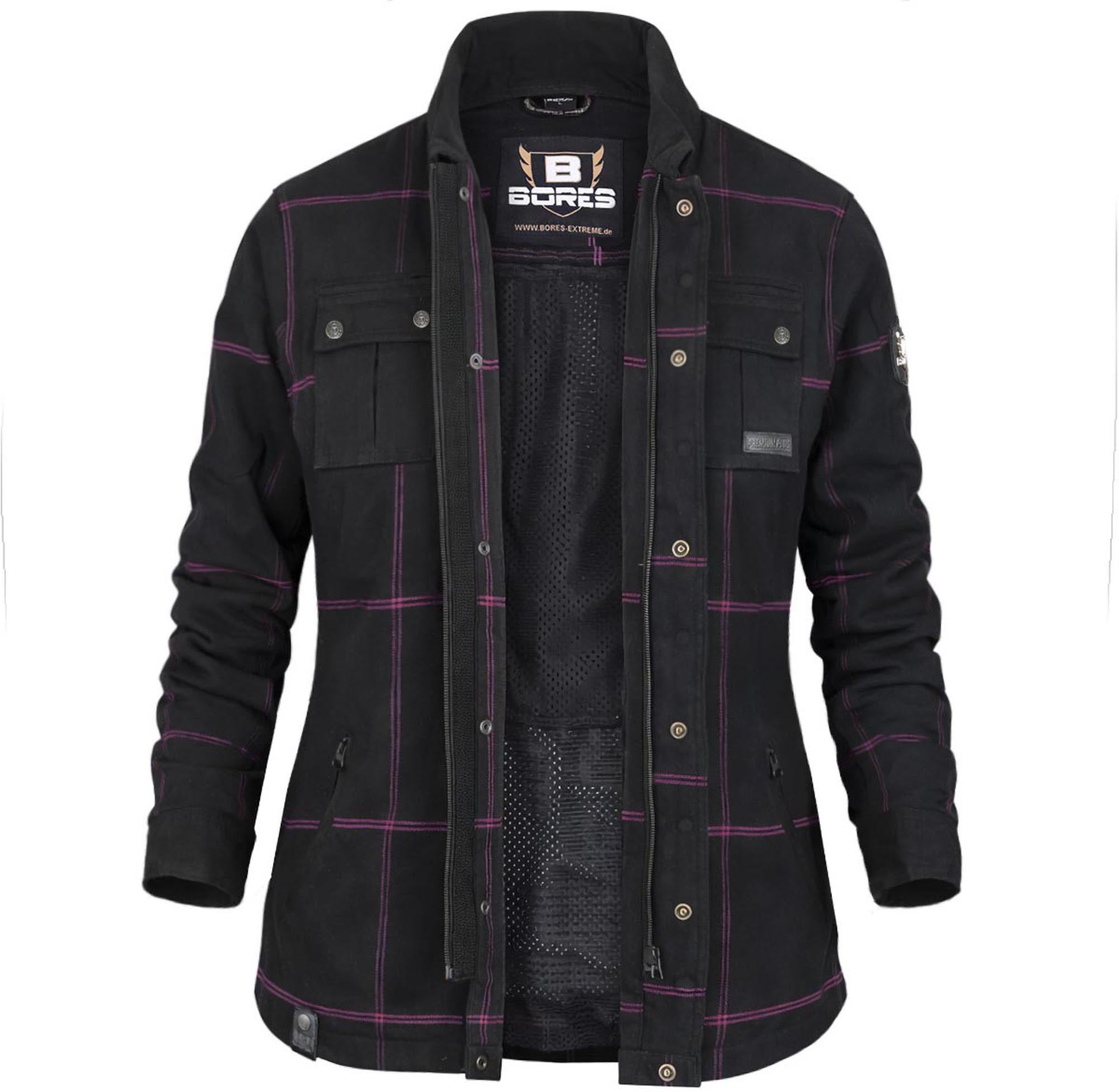 Bores Lumberjack Premium Plus Bortexx Damer Motorcykelskjorte AAA sort/pink XL Figur 1