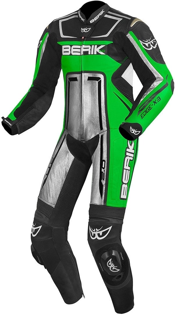 Berik Cosmic One Piece Motorcycle Leather Suit black/white/green 50 Figure 1