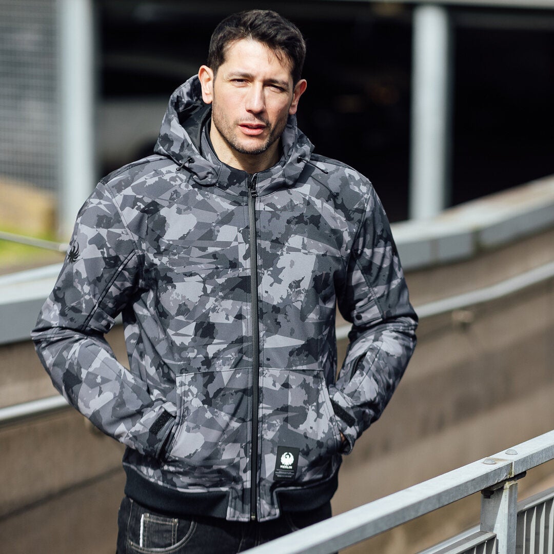 Merlin Torque D3O imperméable Moto Zip Hoodie Gris/Camoflage L Figure 3