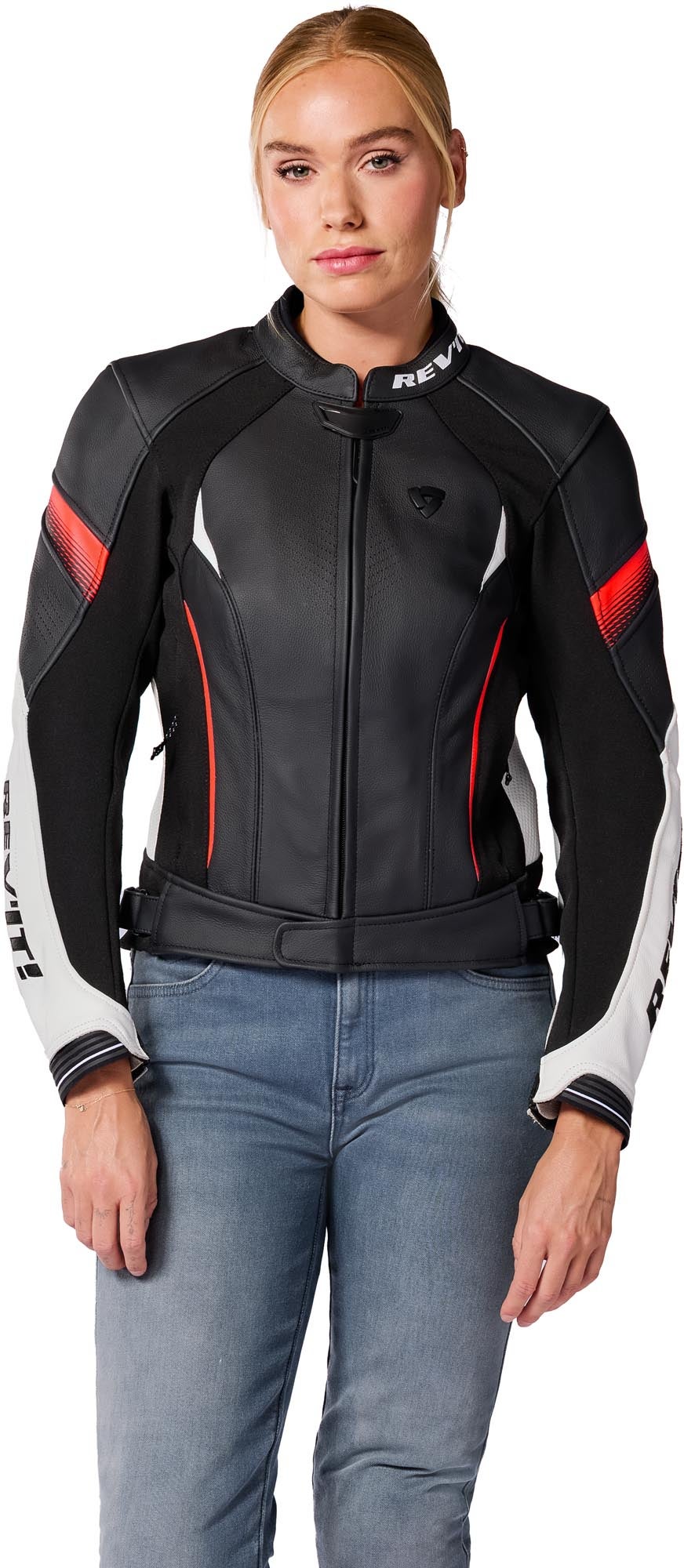 Revit Xena 4 Dames Motorfiets Leren Jas wit/rood 44 Figuur 3