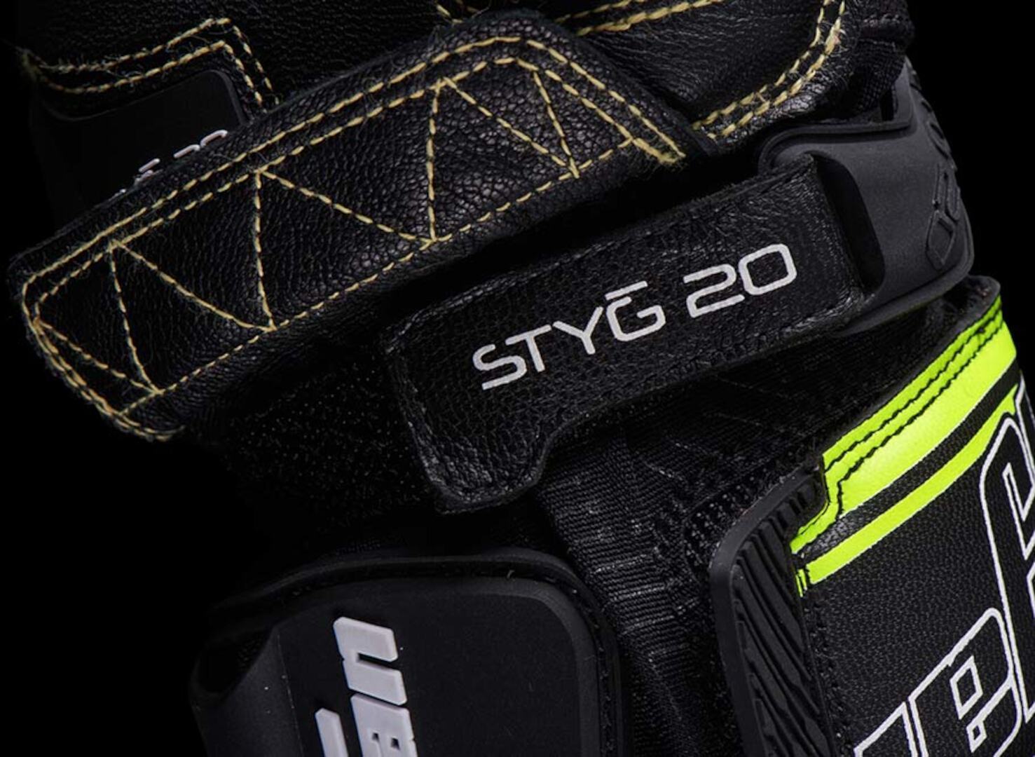 Furygan Styg20 Built With Kevlar® Motorcykel handsker sort/hvid/neongul M Figur 8