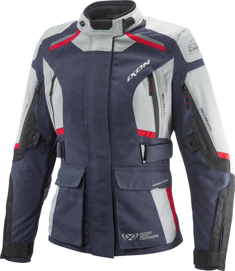 Ixon Midgard Waterproof Ladies Motorcycle Textile Jacket grey/black/blue M Figure 1
