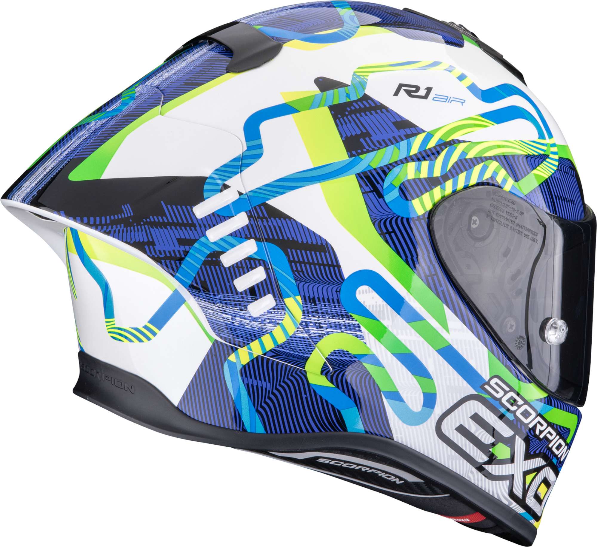 Scorpion EXO-R1 Evo II Air Cornering Full-Face Helmet black/white/blue/green L (59/60) Figure 3