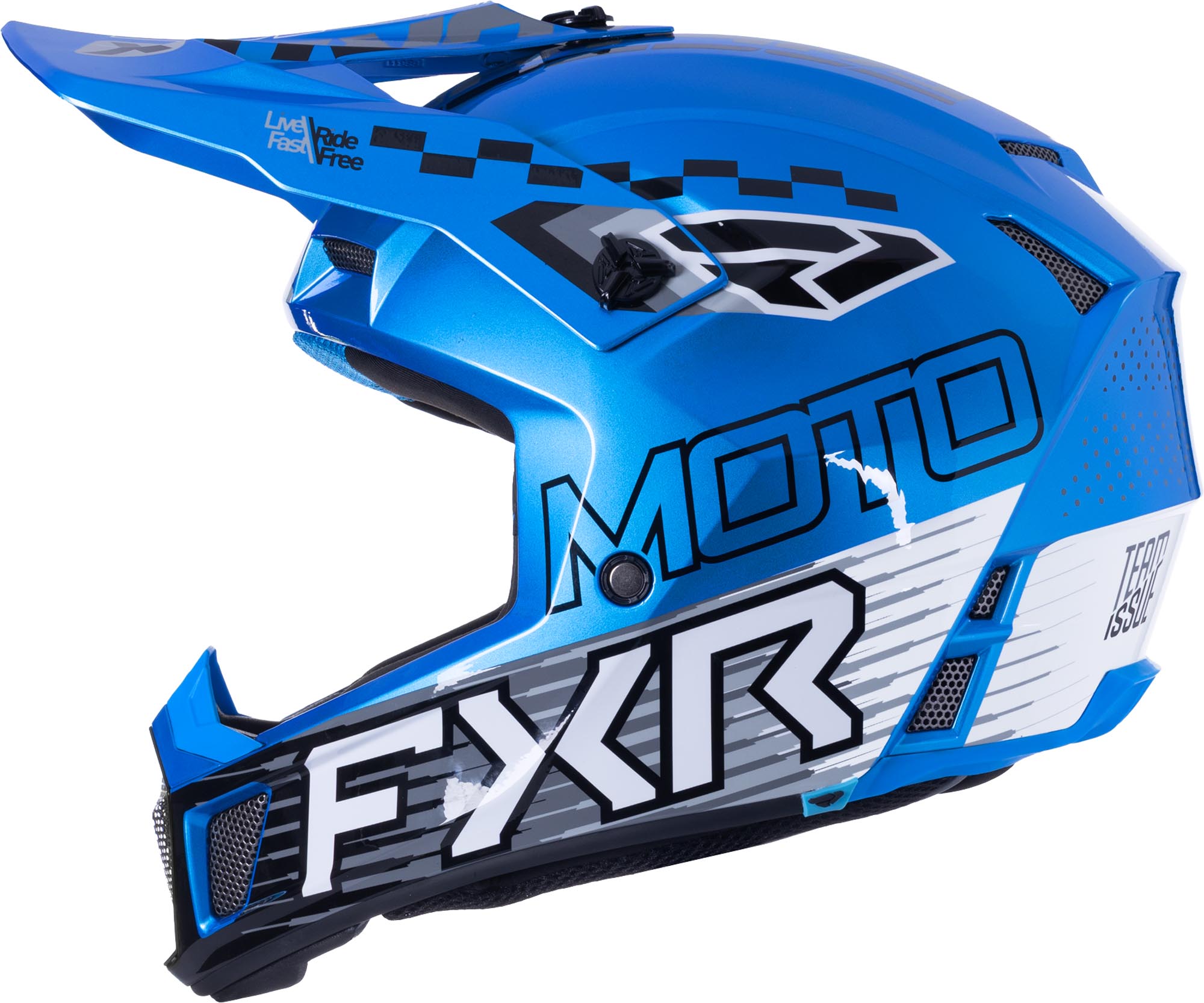 FXR Clutch Race Div Motokrosová přilba modrá/černá/bílá XL Obrázek 4