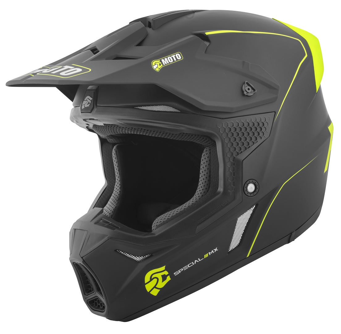 Fcm Men's Black/Yellow Fc-Moto Merkur Straight Motocross Helmet