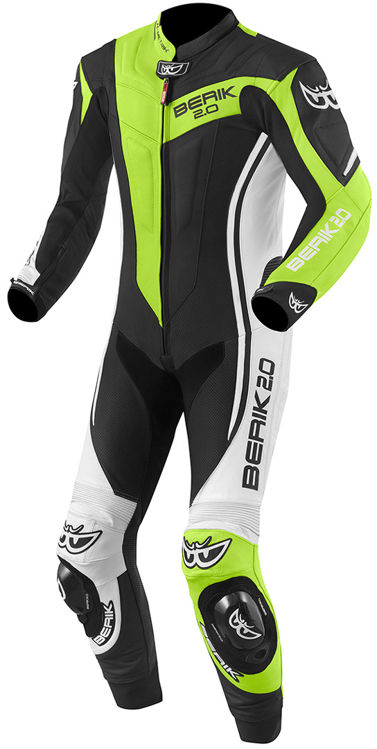 Berik Metric Evo Terno de couro de uma peça motocicleta preto/amarelo/branco 48 Figura 1
