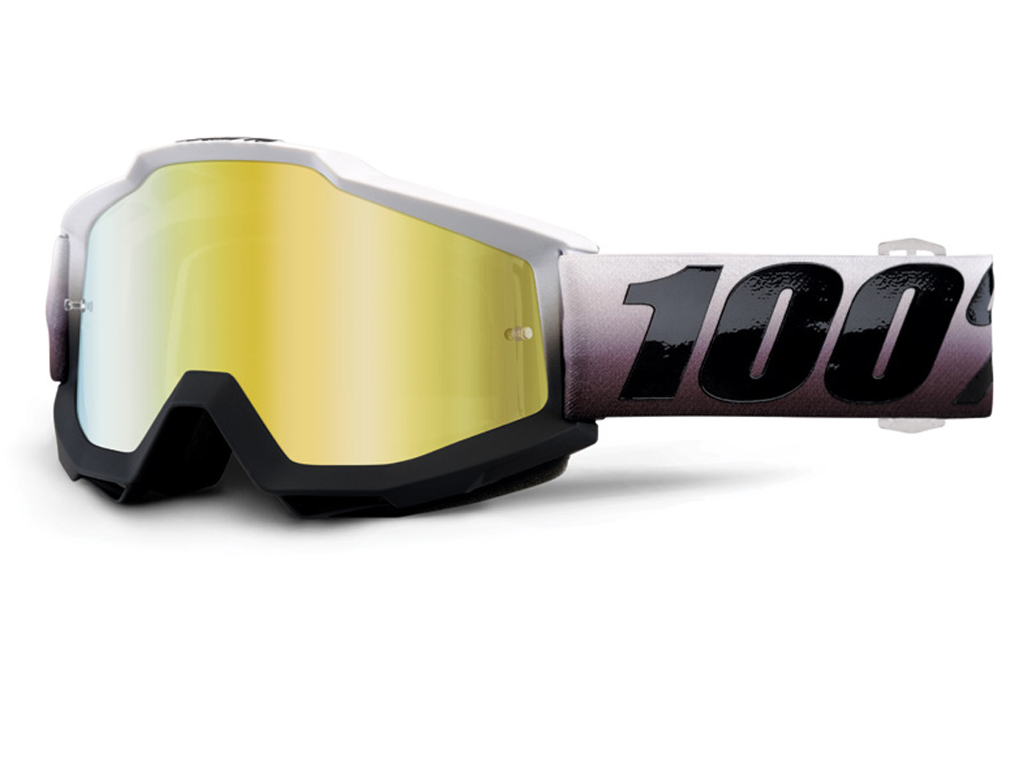 100% Accuri Extra Ochelari de motocross Alb/Negru/Galben Figura 1
