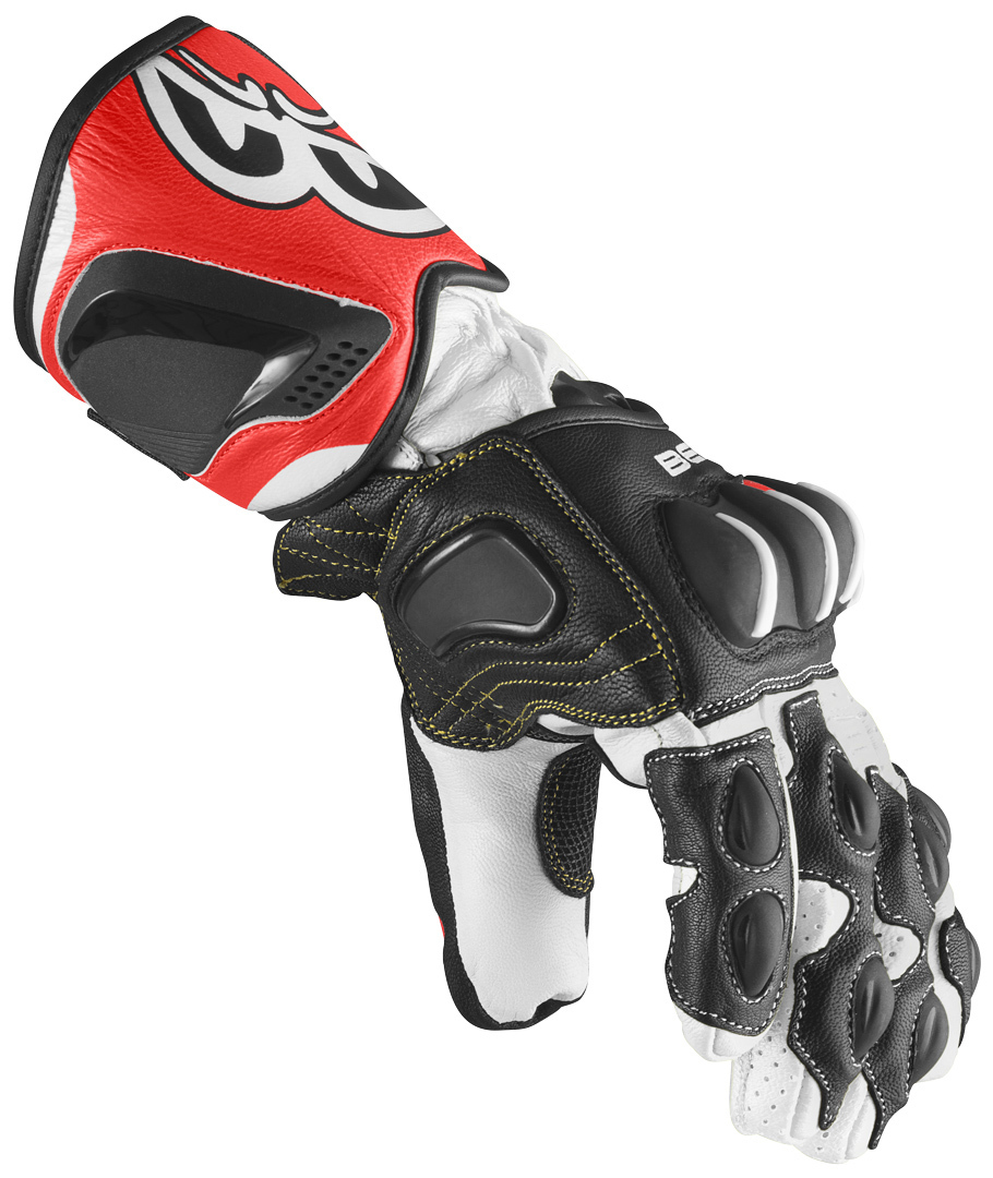 Berik Thunar Evo Motorcykel handsker sort/hvid/neonrød M Figur 3