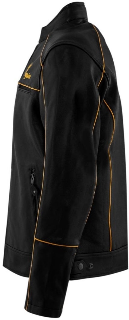 Rusty Stitches Chase Giacca moto in pelle nero/oro XXL Figura 4