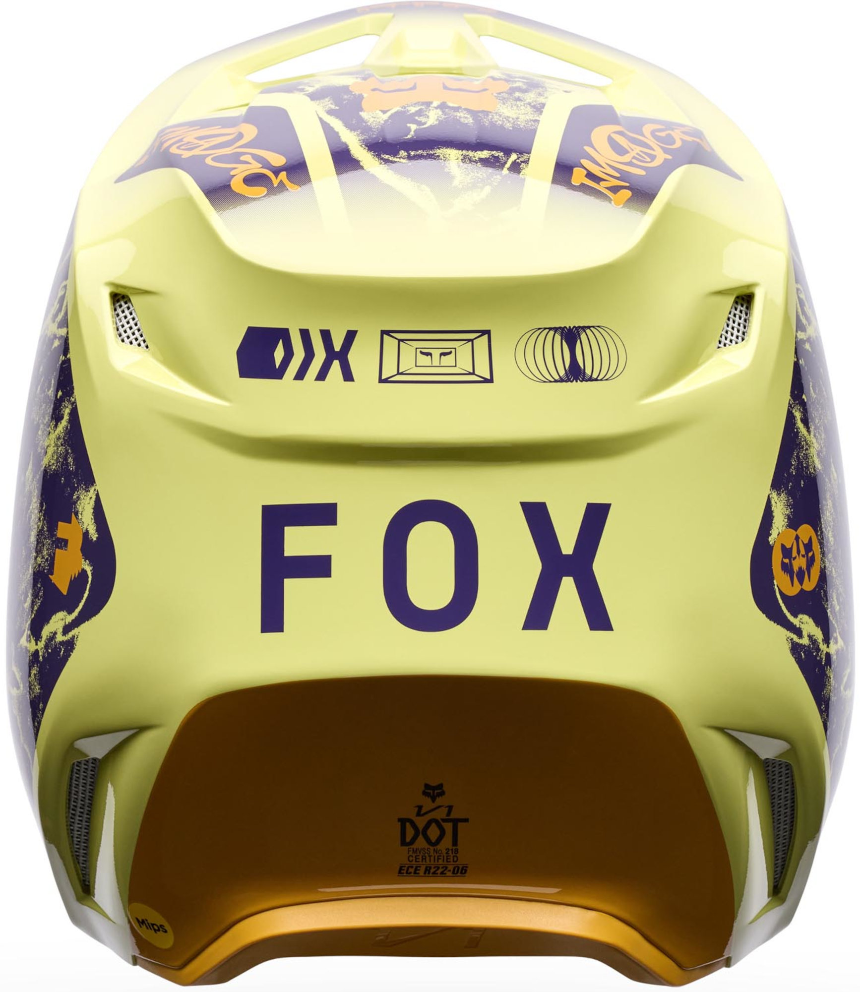 FOX V1 Image Print Motocross Helmet yellow/purple 2XL Figure 4