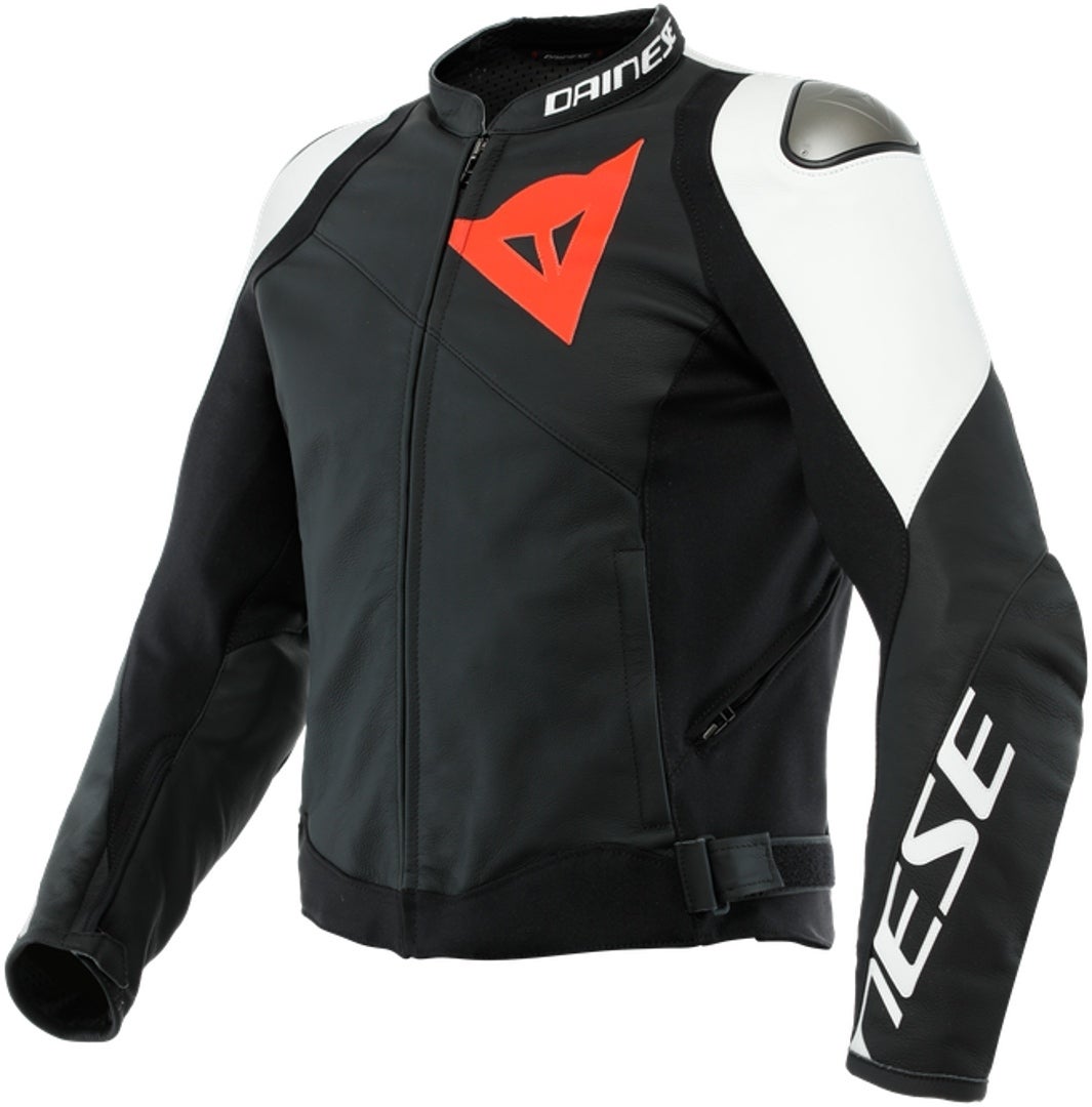Dainese Sportiva Motorcycle Leather Jacket black/white 52 Figure 1