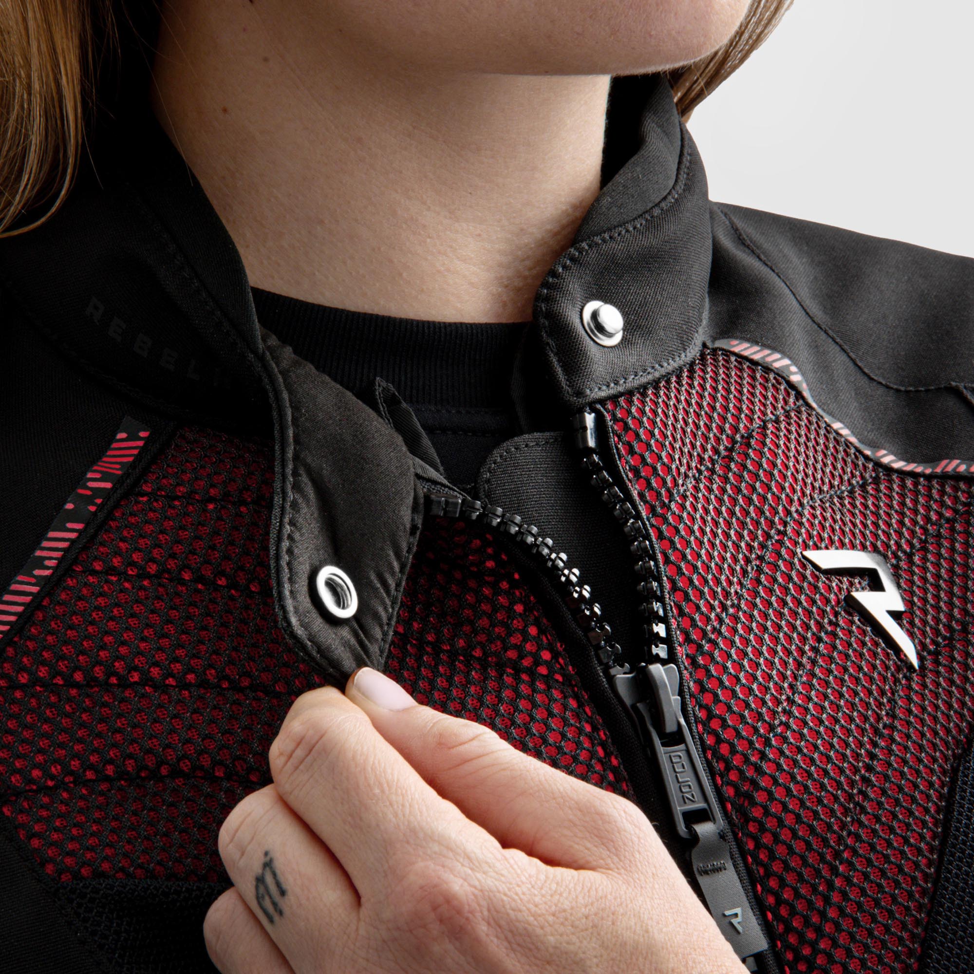 Rebelhorn Jax waterproof Ladies Motorcycle Textile Jacket black/red M Figure 9