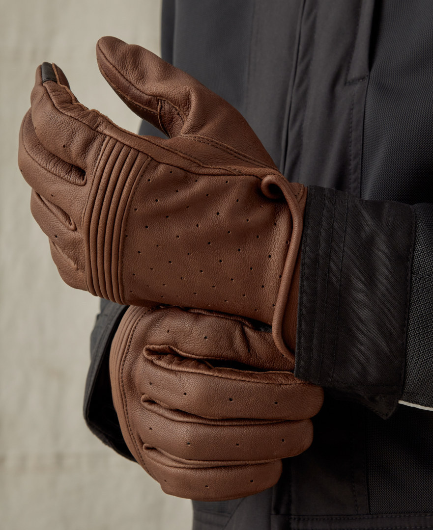 Belstaff Montgomery Gants de moto perforés Marron M Figure 2