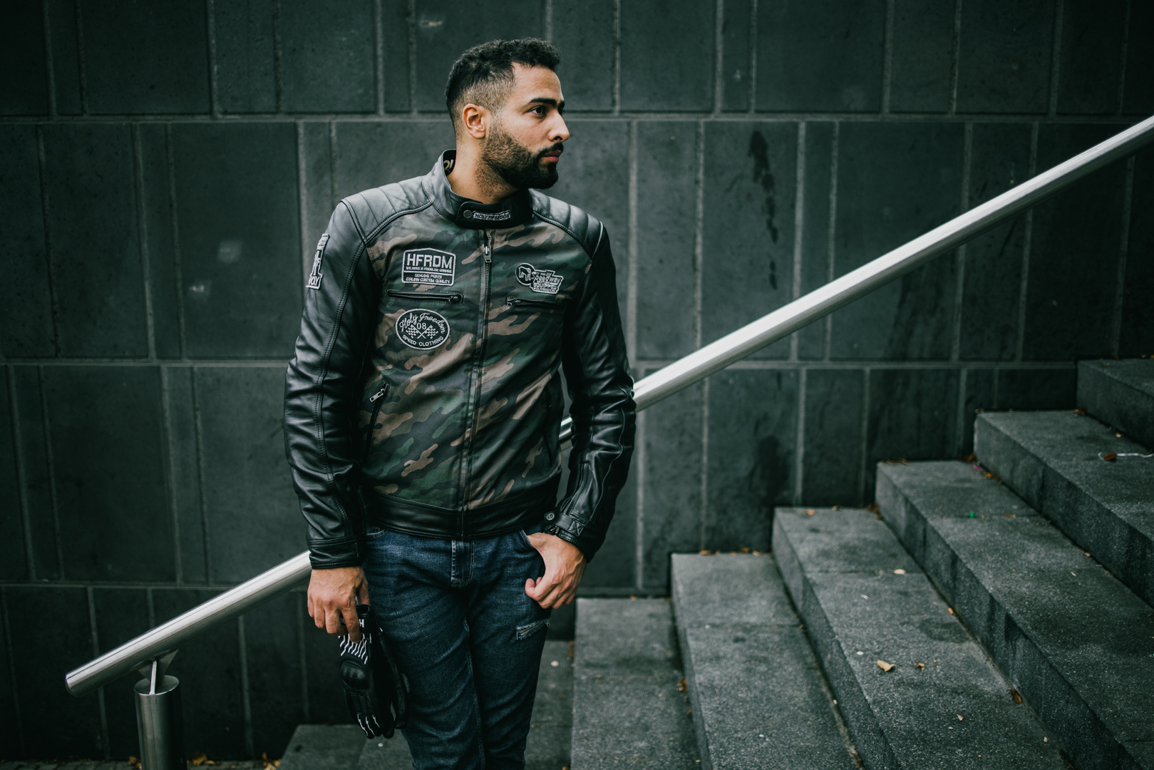 HolyFreedom Zero Camo Motorrad Lederjacke M Abbildung 4