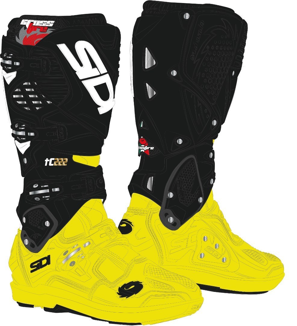 Sidi Crossfire 3 SRS Bottes Motocross noir/jaune néon 43 Figure 1
