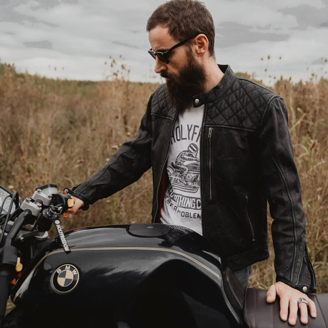 HolyFreedom Burn Out Black Motorrad Lederjacke L Abbildung 4