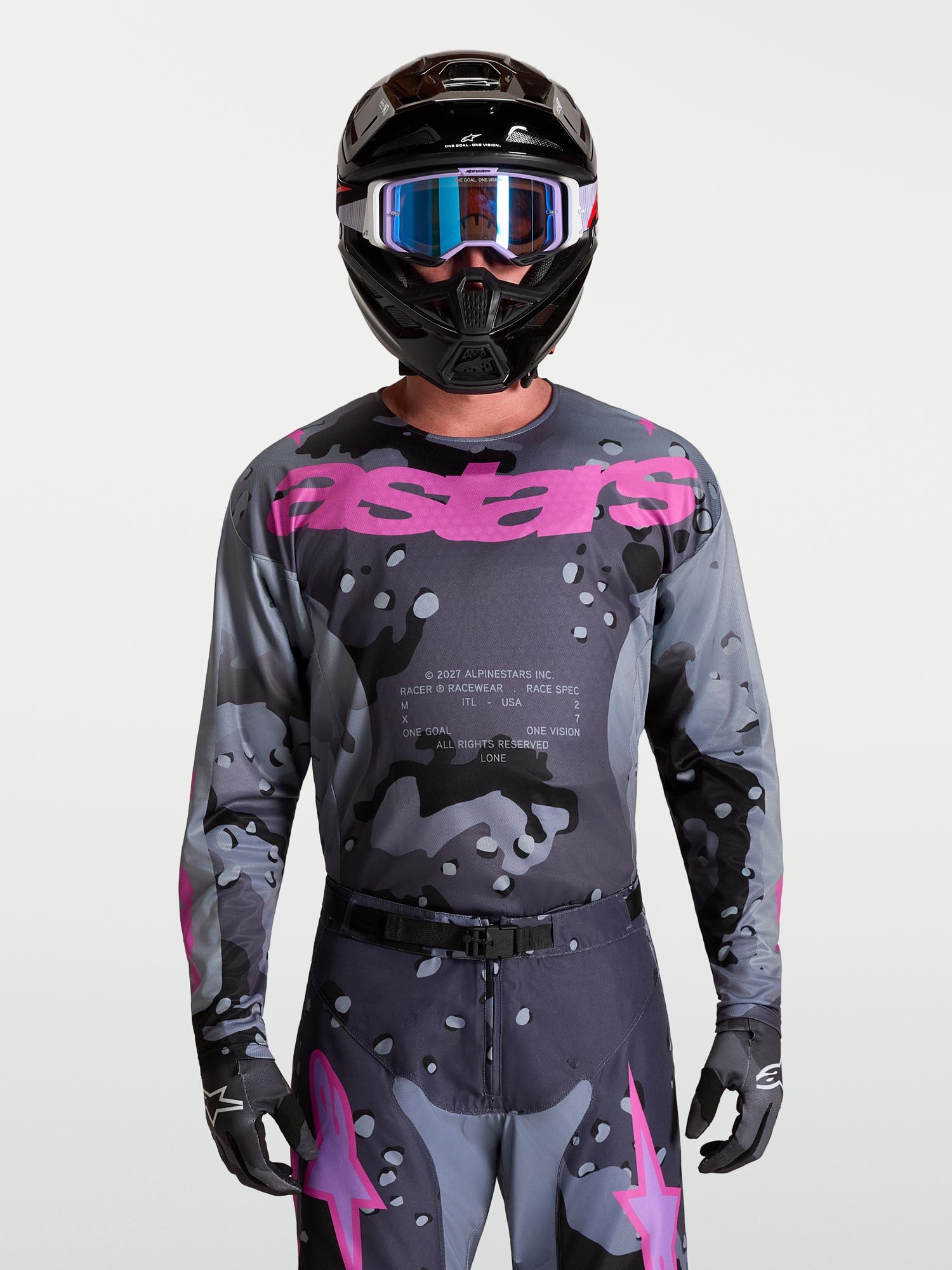 Alpinestars Racer Lone Maillot Motocross Gris/Violet S Figure 7