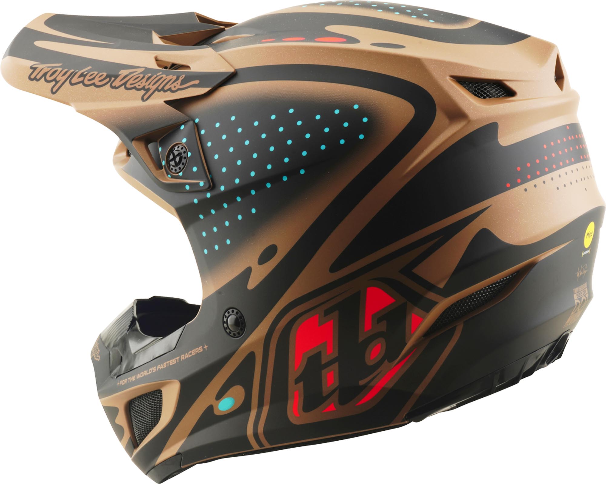 Side view of Troy Lee Designs SE5 Polycarbonate MIPS The Line Motocross Helmet