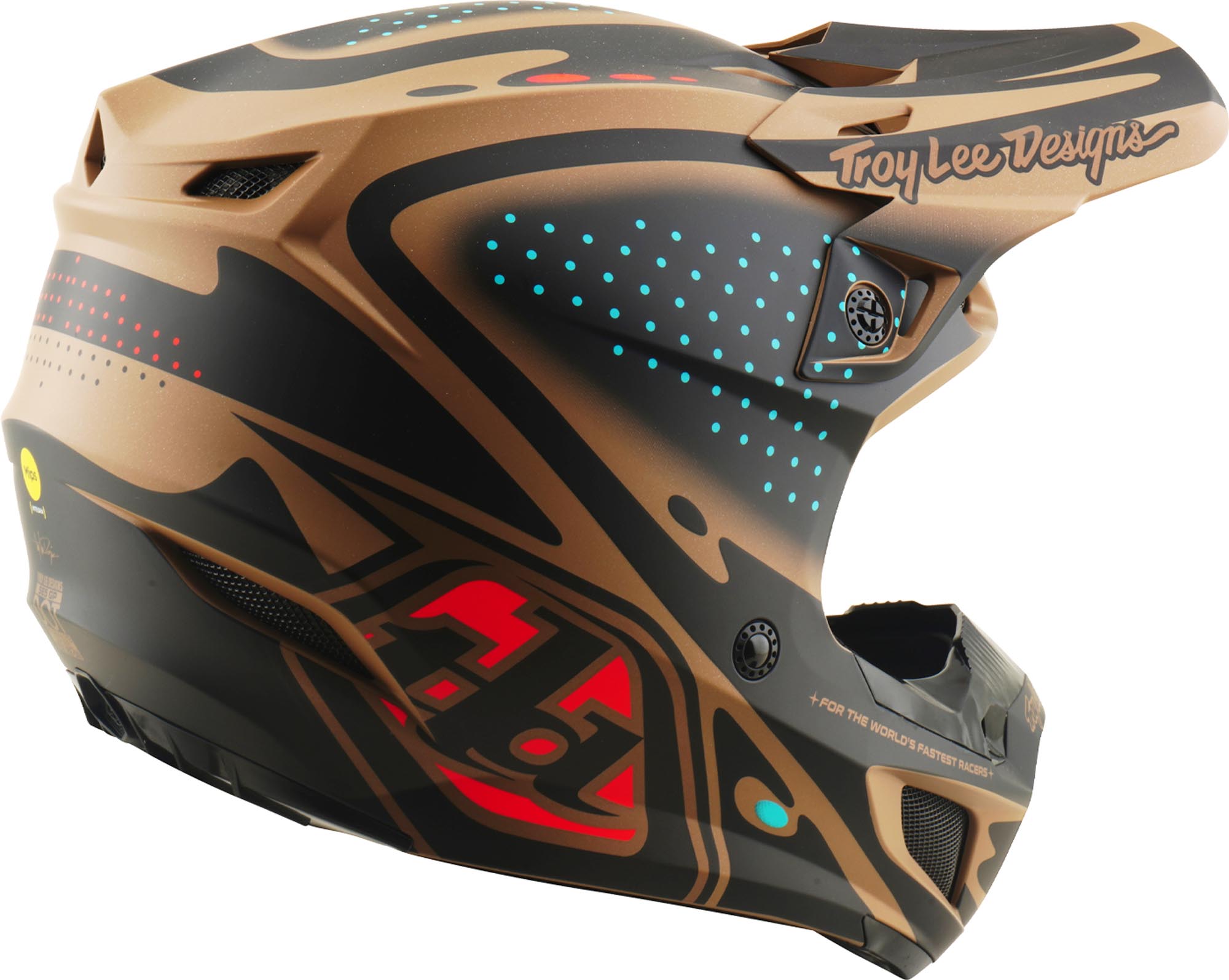 Side view of Troy Lee Designs SE5 Polycarbonate MIPS The Line Motocross Helmet
