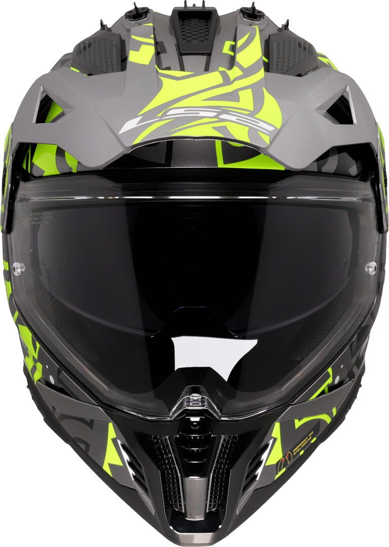 LS2 MX702 Pioneer II Rangi Casco da motocross Grigio/Giallo neon L (59/60) Figura 8
