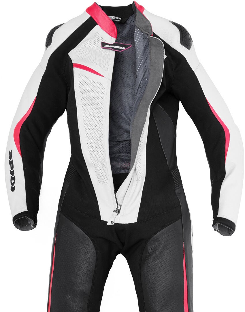 Spidi Track Perforated Pro Dame motorcykel læderdragt sort/hvid/pink 48 Figur 3