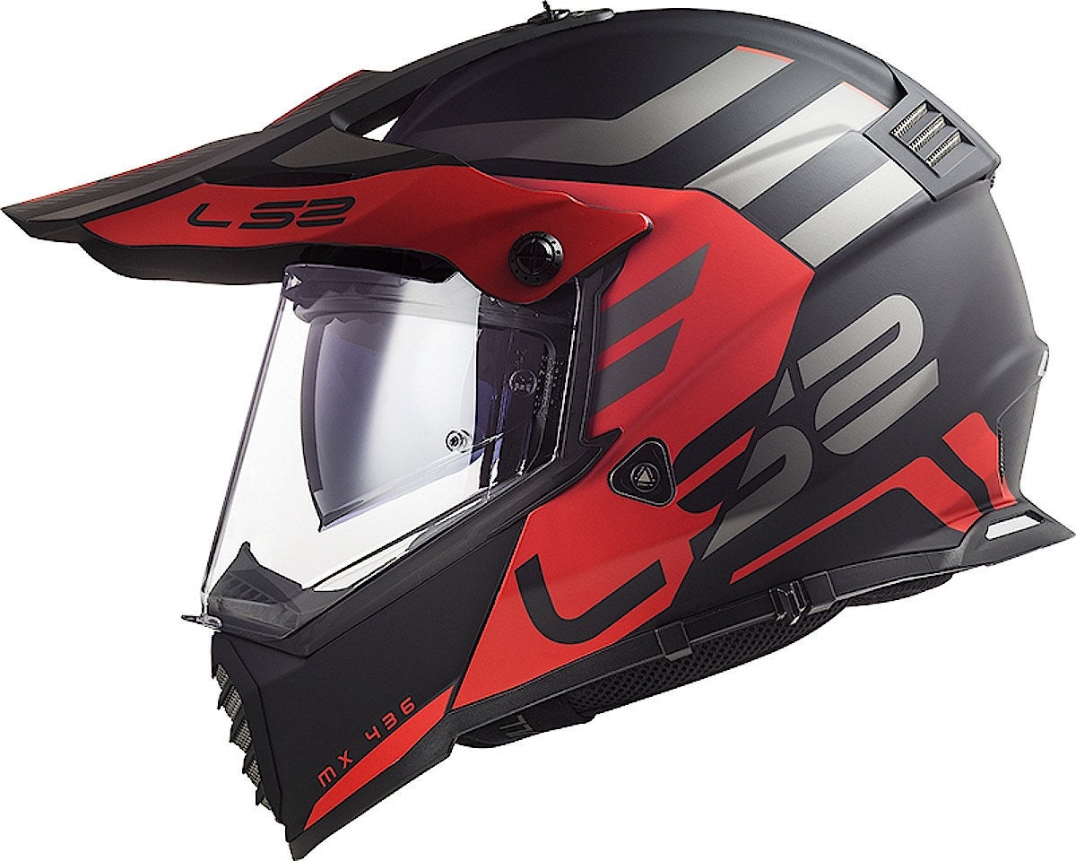 LS2 MX436 Pioneer Evo Adventurer Motocross hjelm sort mat/rød S (55/56) Figur 3